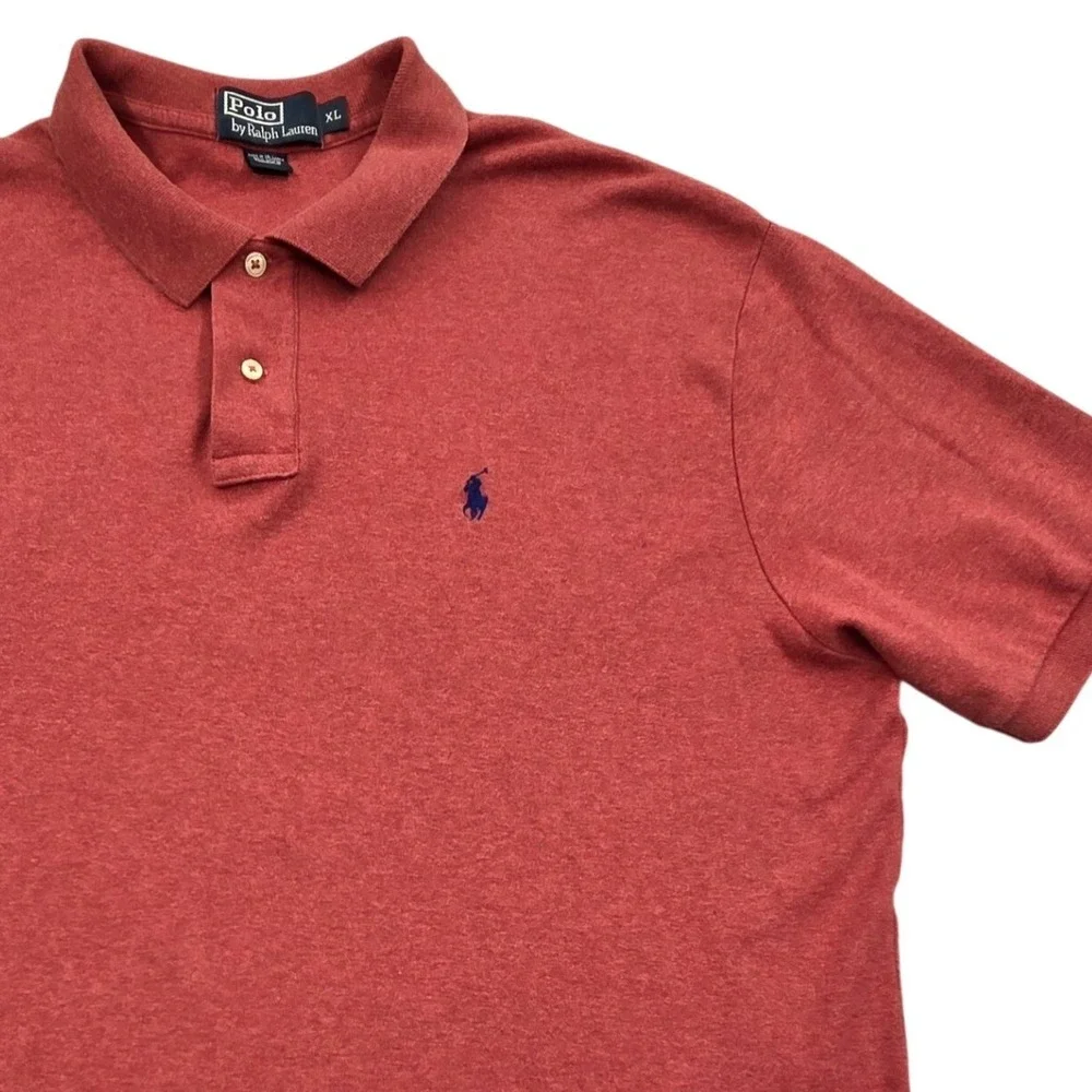 Polo Ralph Lauren‎ Short Sleeve Polo Shirt Pony Heathered Red Cotton Mens XL